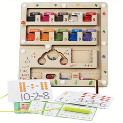Montessori Magnetic Number Maze Wooden Magnet Puzzle Game Board