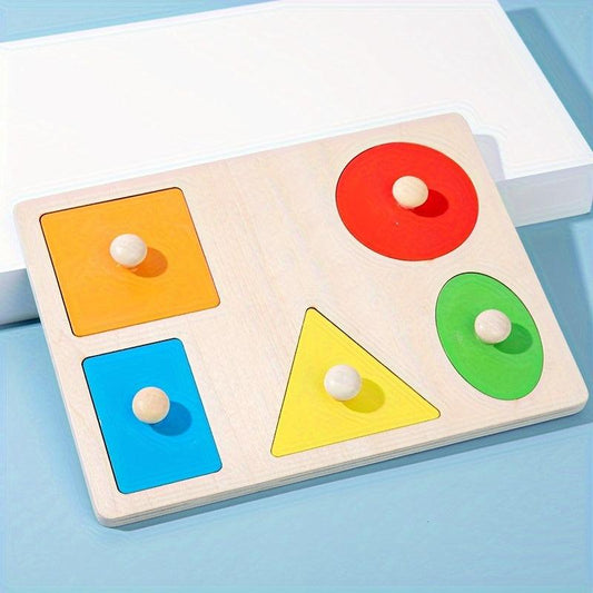 Wooden Peg Puzzle for Kids - Shape Matching & Recognition Montessori Toy