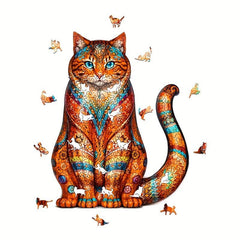Porcelain Cat Wooden Puzzle Alien Animal Puzzle