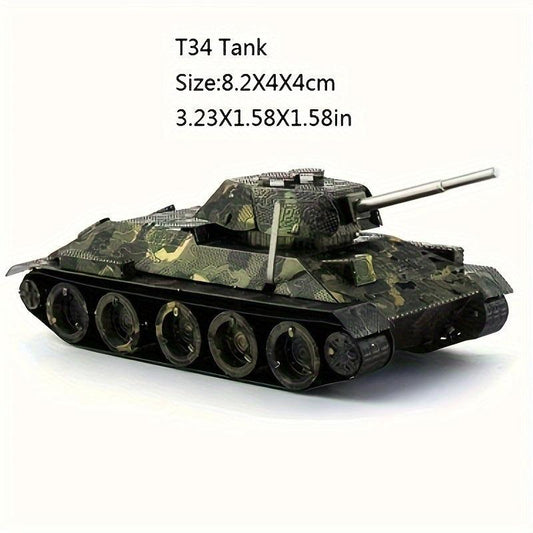 3D Metal Jigsaw Puzzle T34 Tank Model Educational Christmas Gift
