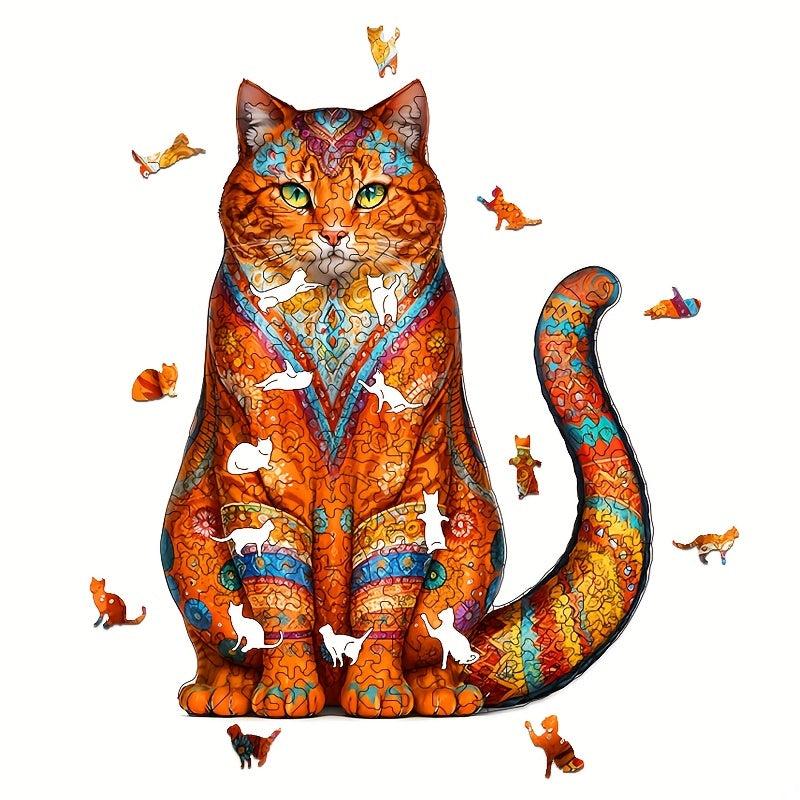 Ceramic Cat Wooden Jigsaw Puzzle Animal Shaped Difficult Toy Gift
