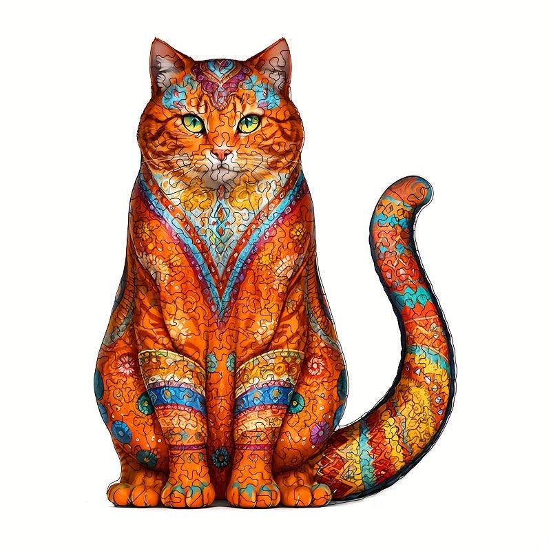Ceramic Cat Wooden Jigsaw Puzzle Animal Shaped Difficult Toy Gift