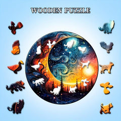 Sun And Moon YINYANG Wooden Puzzles - Animals Party Games