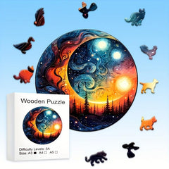 Sun And Moon YINYANG Wooden Puzzles - Animals Party Games