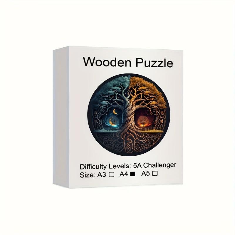 Yin Yang Tree Wooden Puzzle Adults Unique Shaped Jigsaw Magic Wood Puzzles