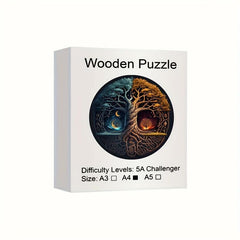 Yin Yang Tree Wooden Puzzle Adults Unique Shaped Jigsaw Magic Wood Puzzles