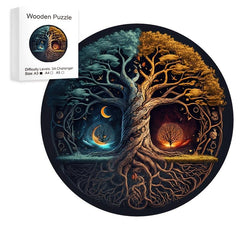 Yin Yang Tree Wooden Puzzle Adults Unique Shaped Jigsaw Magic Wood Puzzles