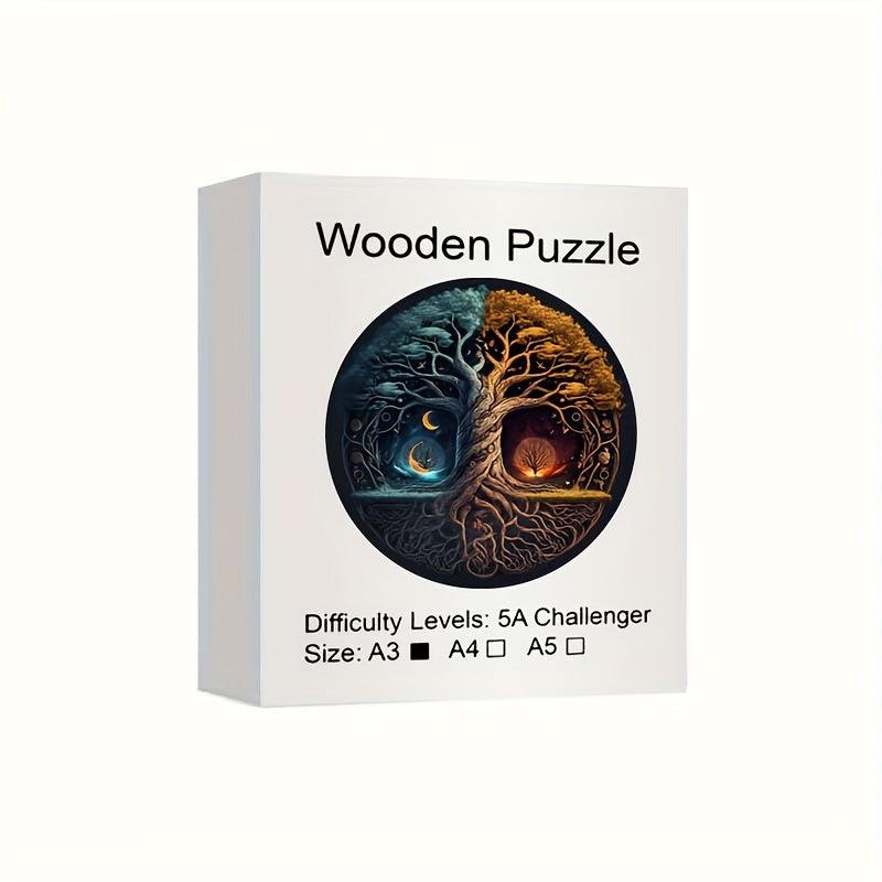 Yin Yang Tree Wooden Puzzle Adults Unique Shaped Jigsaw Magic Wood Puzzles