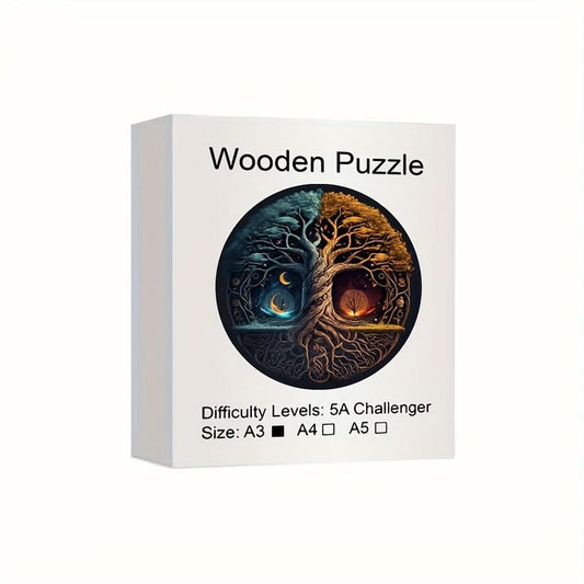 Yin Yang Tree Wooden Puzzle Adults Unique Shaped Jigsaw Magic Wood Puzzles