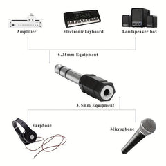 2pcs Headphone Jack Adapter 3.5mm Female to 6.35mm Male