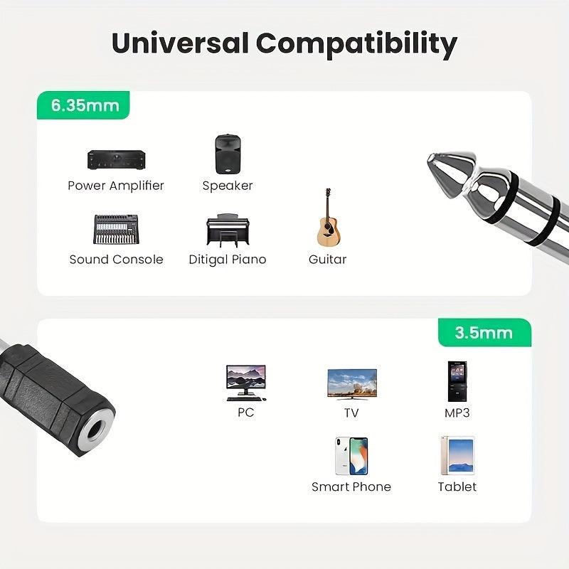 2pcs Headphone Jack Adapter 3.5mm Female to 6.35mm Male