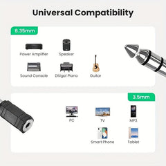 2pcs Headphone Jack Adapter 3.5mm Female to 6.35mm Male