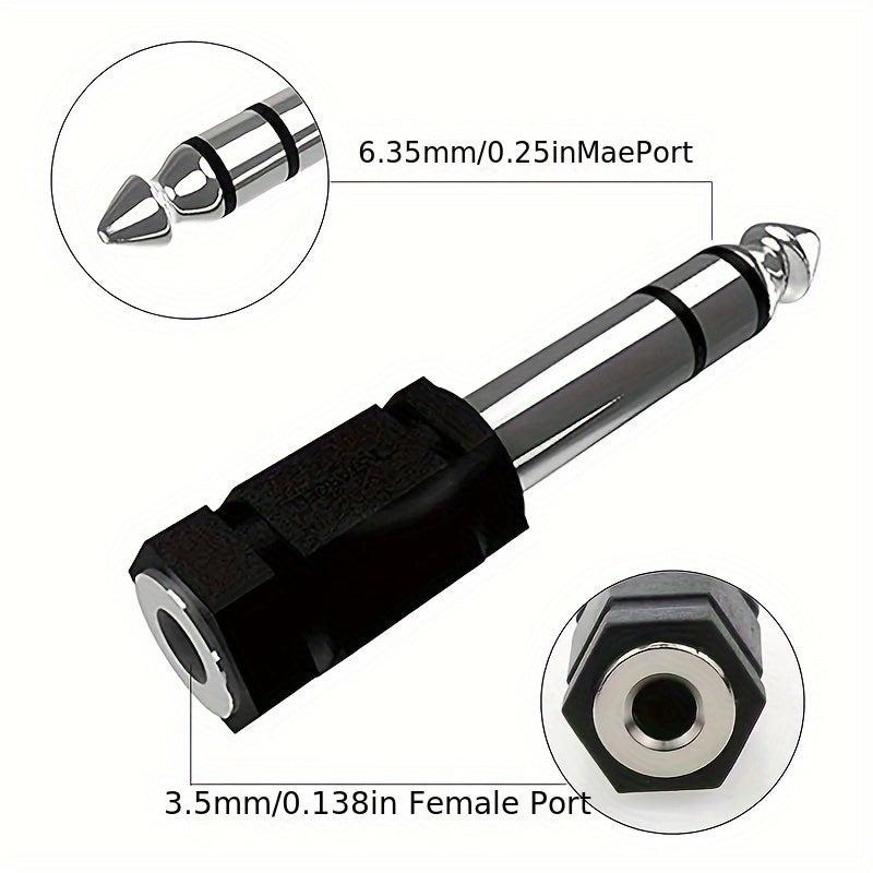 2pcs Headphone Jack Adapter 3.5mm Female to 6.35mm Male