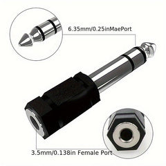 2pcs Headphone Jack Adapter 3.5mm Female to 6.35mm Male