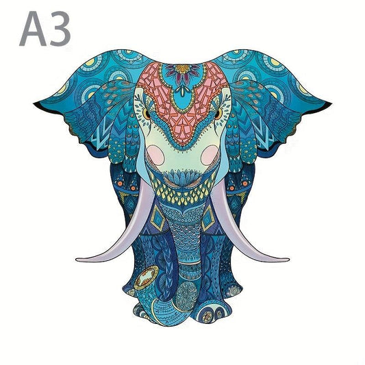 Animal Montessori Wooden Puzzle Elephant DIY Drawing