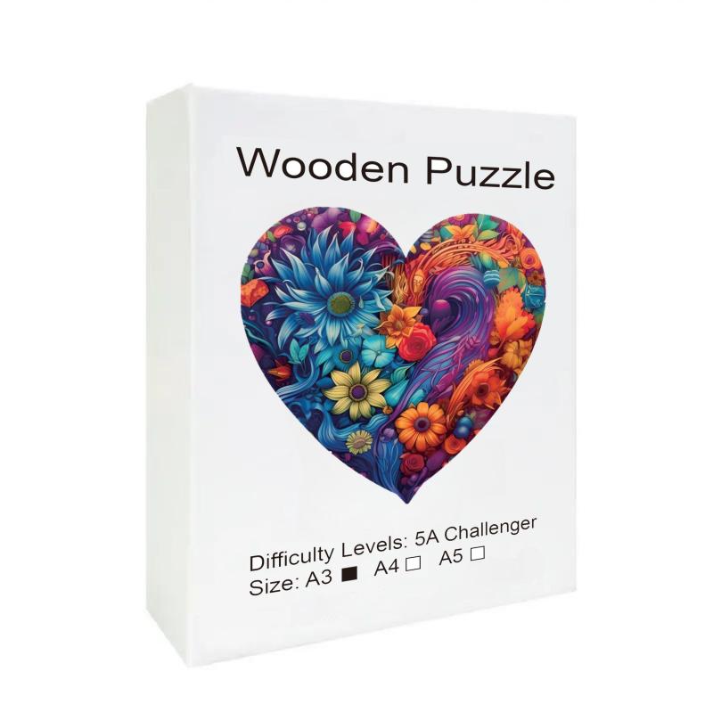 Heart Blooming Flowers Wooden Puzzle Advanced Players