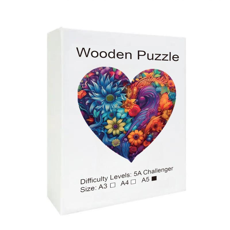 Heart Blooming Flowers Wooden Puzzle Advanced Players