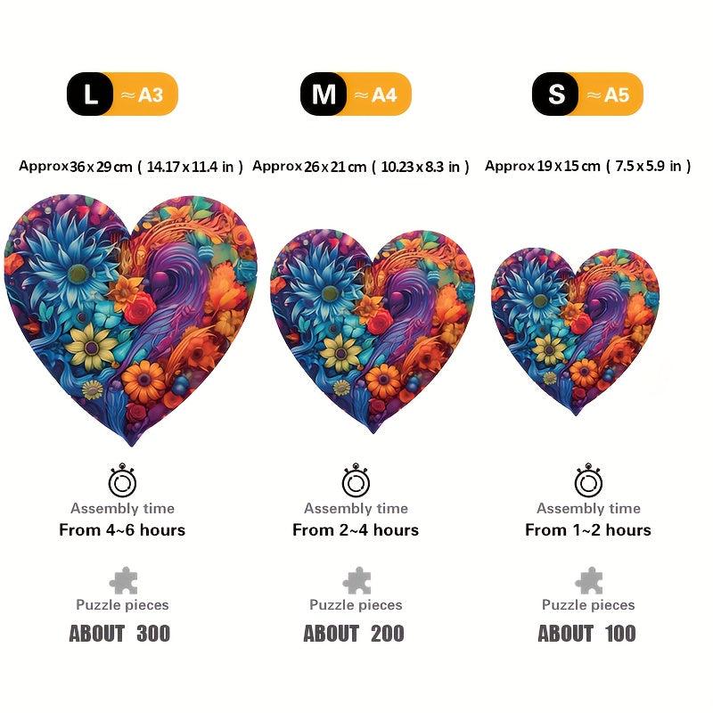 Heart Blooming Flowers Wooden Puzzle Advanced Players
