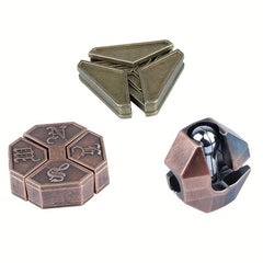 3D Unlocking Interlocking Puzzle Set Metal Hole Lock Adult Educational Toy