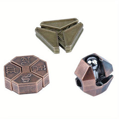 3D Unlocking Interlocking Puzzle Set Metal Hole Lock Adult Educational Toy
