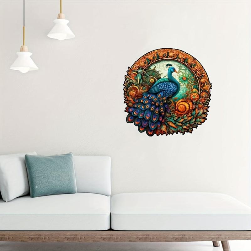 Peacock Wooden Puzzle Home Decoration Painting Toy
