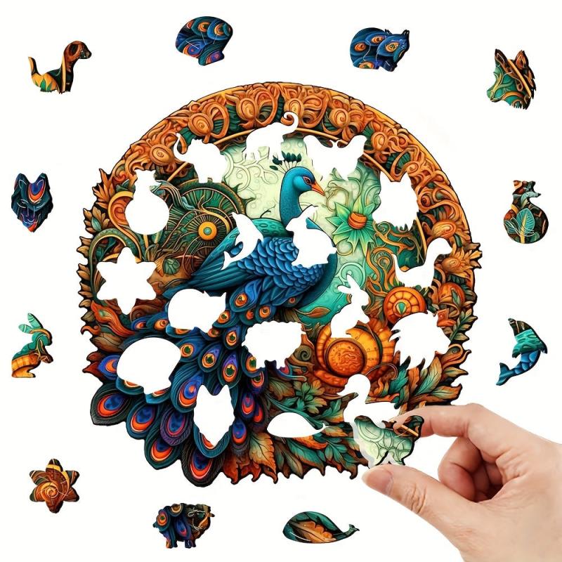Peacock Wooden Puzzle Home Decoration Painting Toy