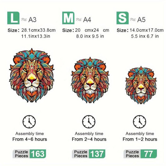Wooden Puzzle Lion Irregular Shape Christmas Gift Adult Stress Reduction