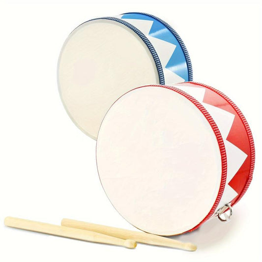 8 Inch Wooden Drum with Strap & 2 Drumsticks Musical Instrument