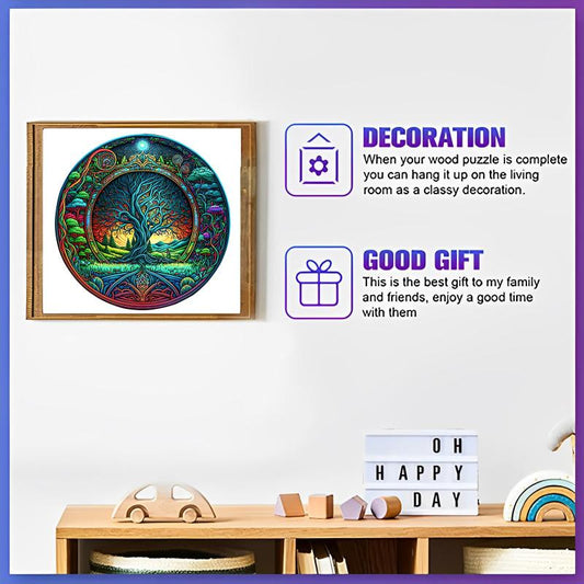 Starry Night God Tree Wooden Puzzle Adult Decompression Circular Magic Puzzle