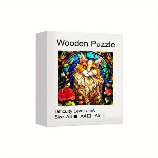 Persian Cat Wooden Puzzle Irregular Shaped Animal Party Game