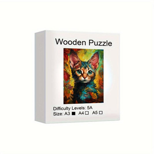 Cat Wooden Puzzle Irregular Animal Shaped Jigsaw High Difficulty