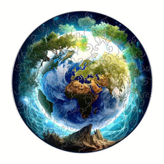 Animal Shaped Wooden Jigsaw Puzzle - Unique Irregular Earth Puzzle