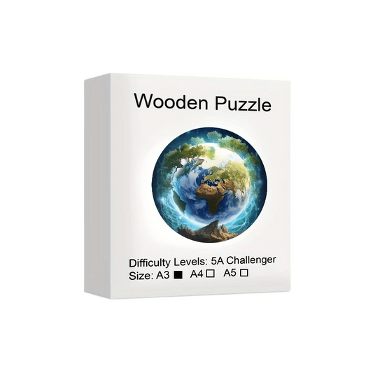 Animal Shaped Wooden Jigsaw Puzzle - Unique Irregular Earth Puzzle