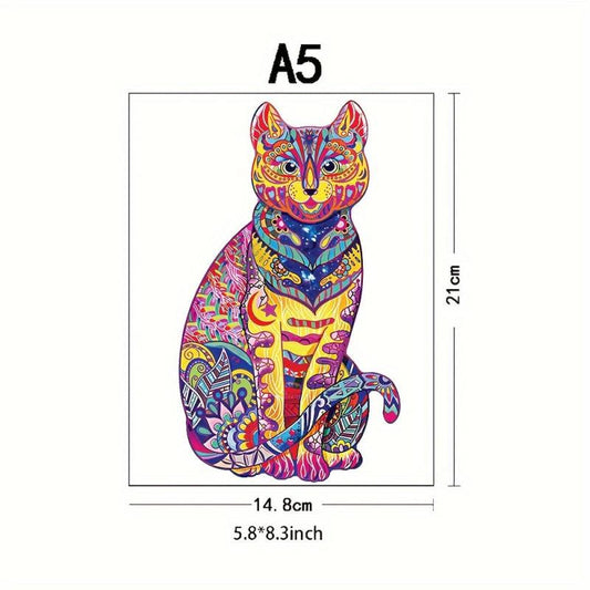 Flower Cat Wooden Puzzle For Advanced Players Creative Special Shapes