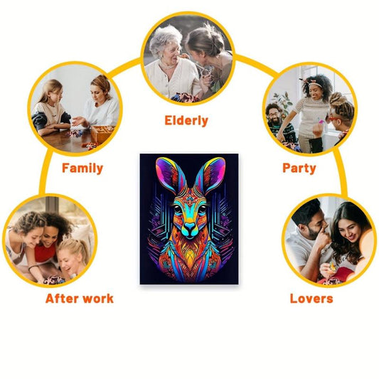 Kangaroo Wooden Jigsaw Puzzle Irregular Shape Particles Improve Focus