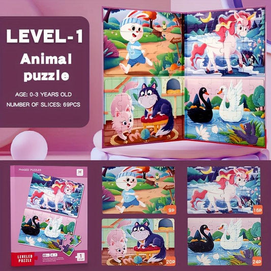 Children's Advanced Magnetic Puzzle Book Animal Traffic Dinosaur Puzzle