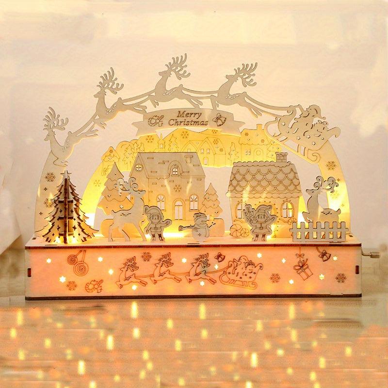 3D Wooden Puzzle Wooden Luminous Lights Christmas Creative Ornaments