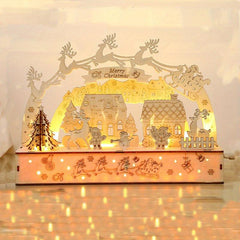 3D Wooden Puzzle Wooden Luminous Lights Christmas Creative Ornaments