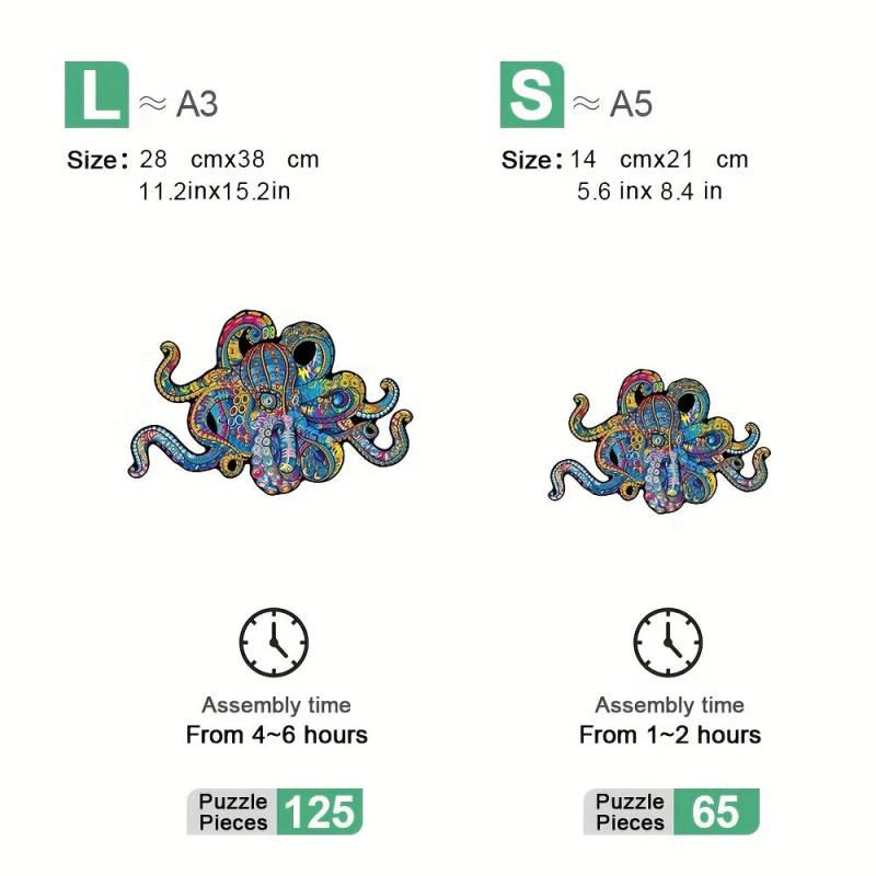Colorful Octopus Pattern Wooden Wall Puzzle Decoration