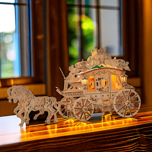 241pcs 3D Wooden Carriage Diorama Puzzles - High End Nightlights for Kids