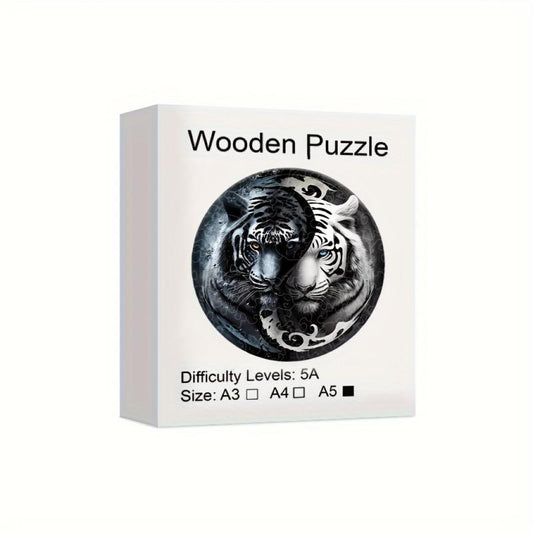 Wooden Puzzle Yin Yang Tiger Decoration Party Game