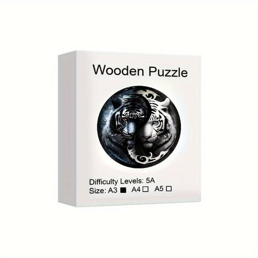Wooden Puzzle Yin Yang Tiger Decoration Party Game