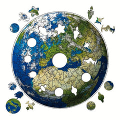 Earth Irregular Wooden Puzzle With Wooden Box Montessori DIY Crafts