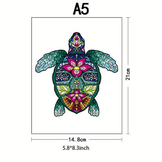 Sea Turtle Wooden Puzzle Unique Irregular Animal Shape Creative Gift