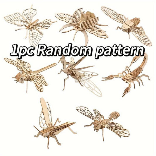 3D Wooden Insect Puzzle Model DIY Assembled Gift Toy