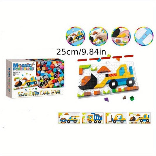 205pcs Number Building Puzzle Engineering Car Shape Puzzle