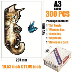 Montessori Wooden Cat Puzzle in Wooden Box