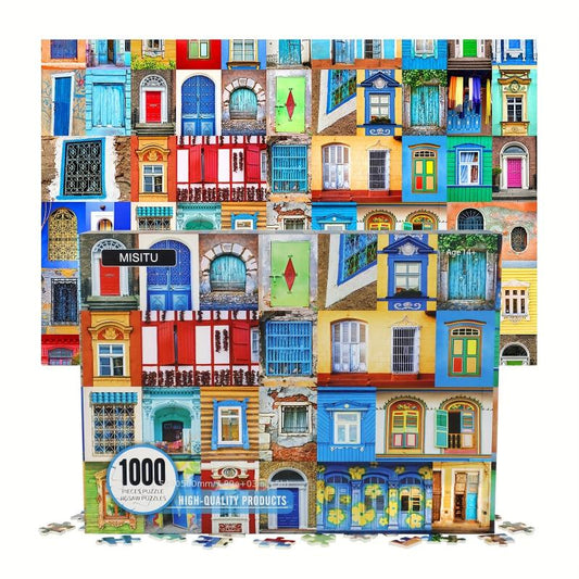 Colorful Doors Puzzle 1000 Pieces for Adults, Challenging Game Night Fun