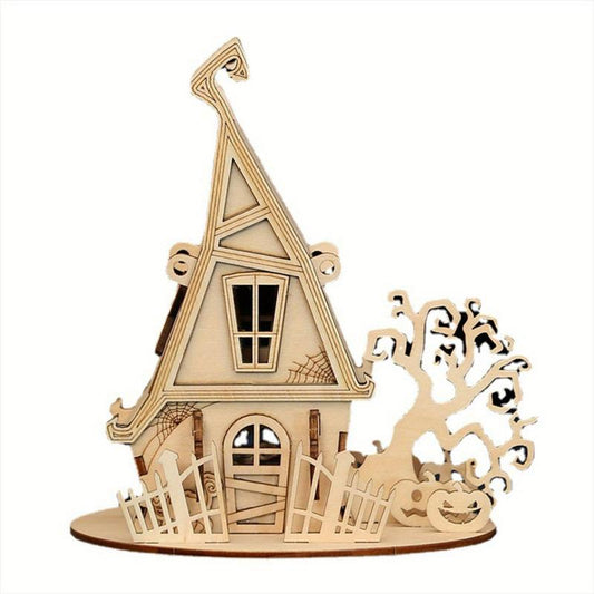 3D Wooden Puzzle Halloween House Jigsaw Puzzle Wooden Toys