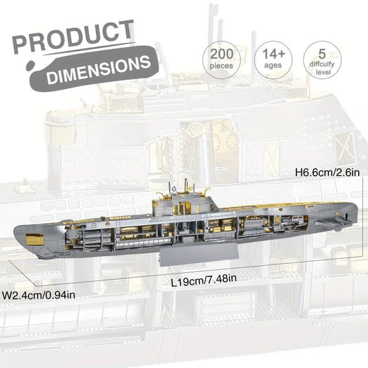Piececool 3D Metal Puzzle Military Submarine Model Building Kit